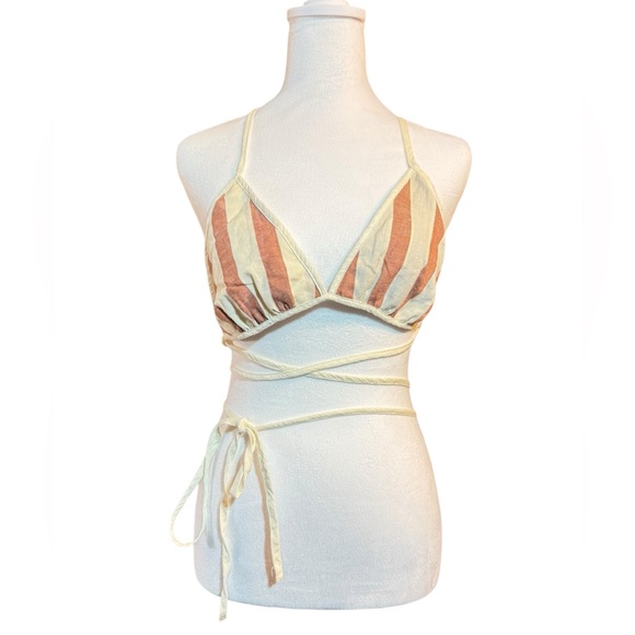 Free People Linen Blend Strappy Triangle Bra Top - Picture 3 of 8
